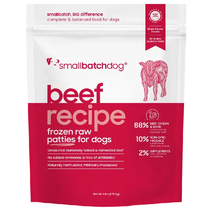 SmallBatch Frozen Raw Beef Patties for Dogs 6-lb