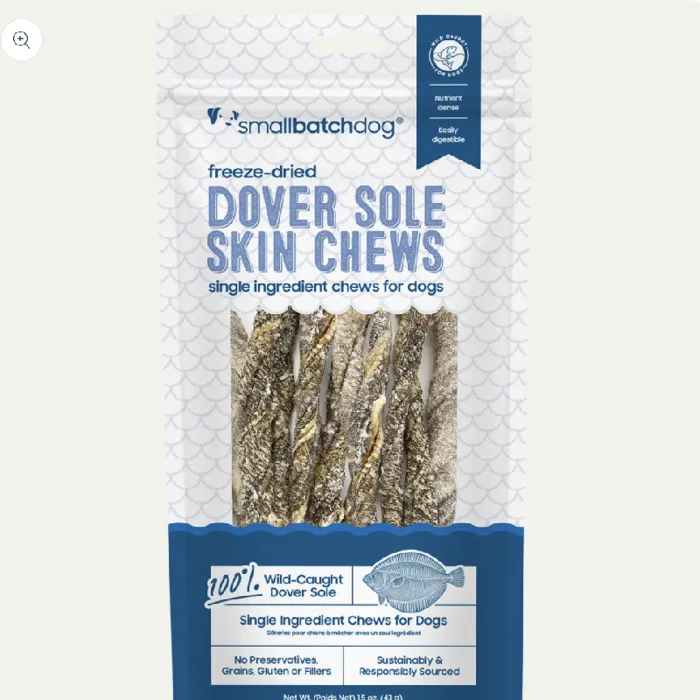 Smallbatch Dog Treat Dover Sole Skin Chews 1.5 Oz