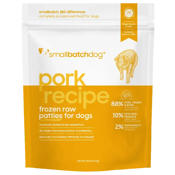 SmallBatch Frozen Raw Pork Patties for Dogs 6-lb