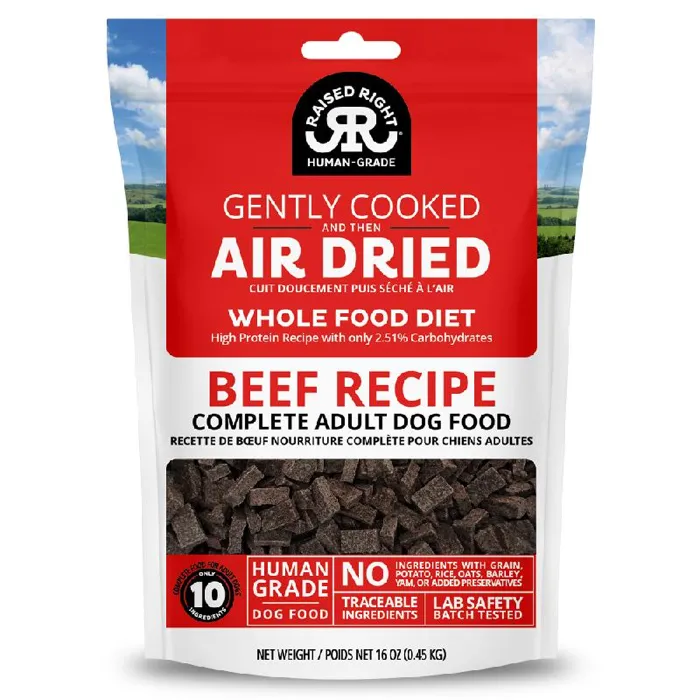 Raised Right Gently Cooked & Air-Dried Beef Recipe for Dogs 16 Oz