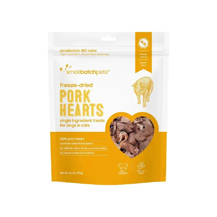SmallBatch Freeze-Dried Pork Hearts for Dogs and Cats 3.5-oz