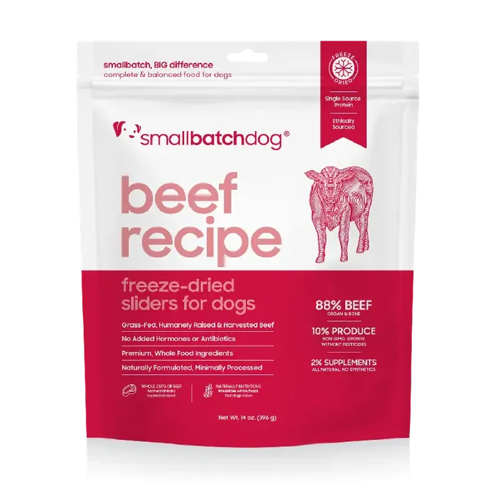 SmallBatch Freeze-Dried Beef Sliders for Dogs 14-oz
