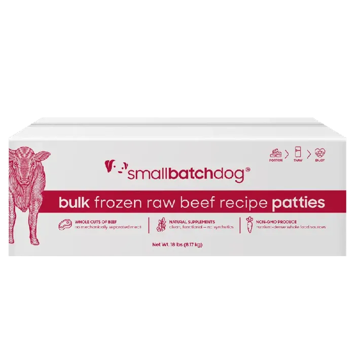 Smallbatch Frozen Raw Bulk Beef Patties for Dogs 18-lb