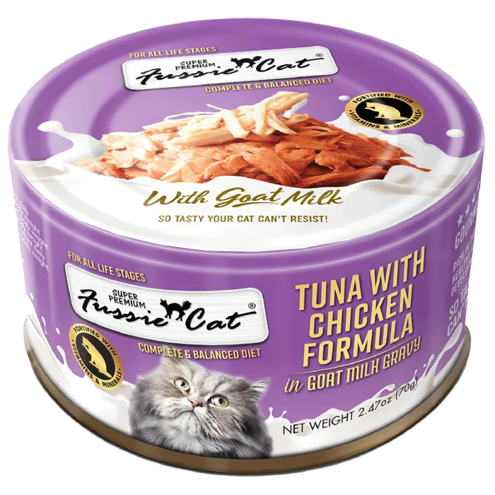 Fussie Cat Super Premium Tuna With Chicken in Goat Milk Gravy Can 2.47-oz