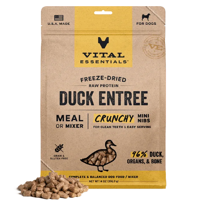 Vital Essentials Freeze-Dried Duck Entree Mini Nibs for Dogs 14-oz