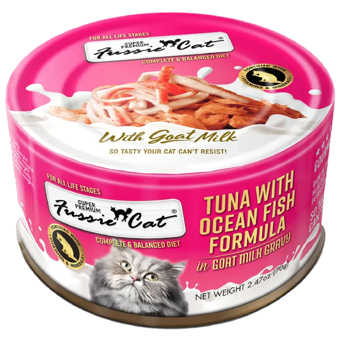 Fussie Cat Super Premium Tuna With Ocean Fish in Goat Milk Gravy Case (24 count)