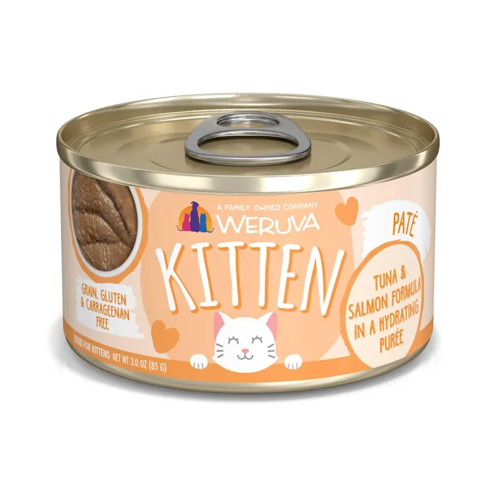 Weruva Kitten Tuna & Slmn In a Hydrating Puree Wet Cat Food Can, 3-oz
