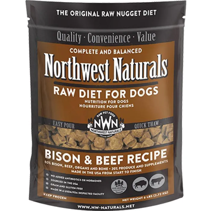Northwest Naturals Frozen Raw Bison & Beef Nuggets for Dogs 6LB