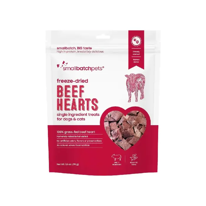 SmallBatch Freeeze-Dried Beef Hearts for Dogs and Cats 3.5-oz