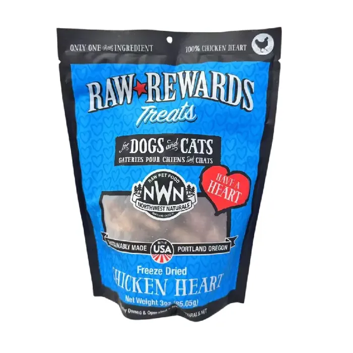 Northwest Naturals Freeze-Dried Chicken Hearts for Dogs & Cats 3-oz