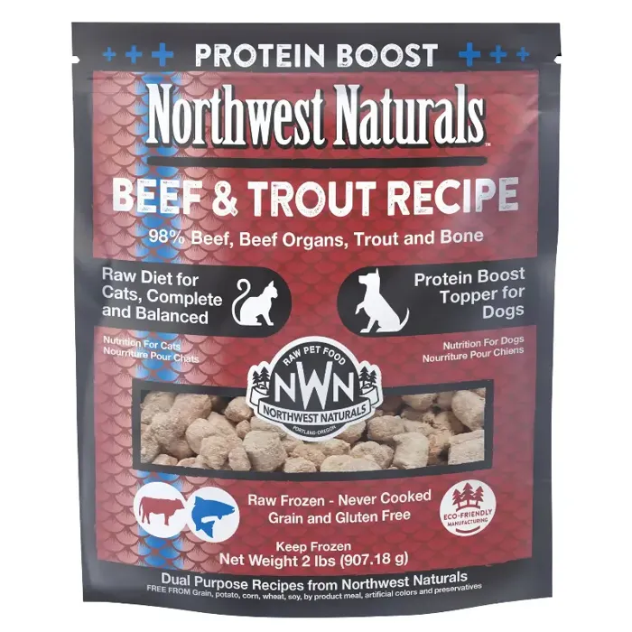 Northwest Naturals Frozen Raw Beef & Trout Recipe for Cats and Dogs 2LB