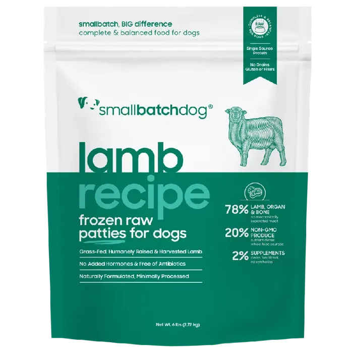SmallBatch Frozen Raw Lamb Sliders for Dogs 3-lb