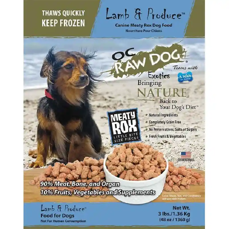 Frozen Raw Lamb & Produce Meaty Rox for Dogs 3-lb