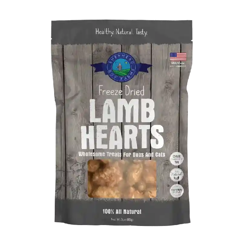 Freeze-Dried Lamb Hearts for Dogs and Cats 3oz