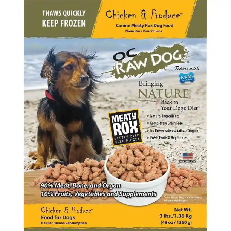 Frozen Raw Chicken & Produce Meaty Rox for Dogs 3-lb