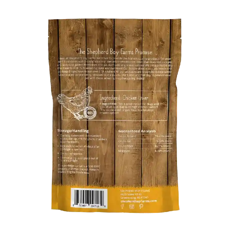 Shepherd Boy Farms Freeze-Dried Chicken Liver for Dogs and Cats 3oz