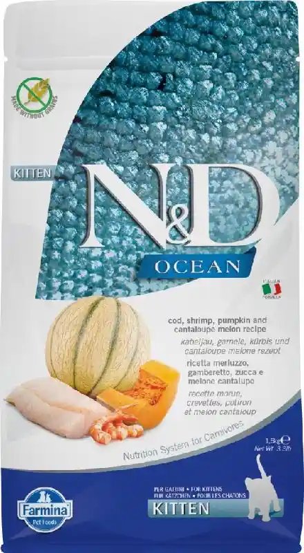 Farmina N&D Pumpkin Grain-Free Kitten Ocean Cod Shrimp Cantaloupe 3.3lbs