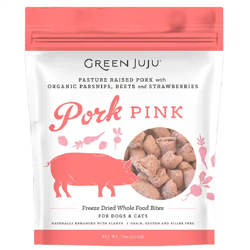 Freeze-Dried Pasture Raised Pork Pink Whole Food Bites for Dogs & Cats 7.5oz