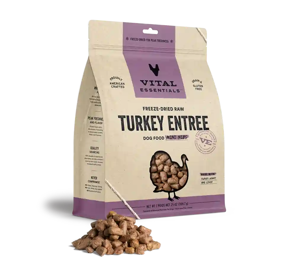 Freeze-dried Raw Turkey Entree Dog Food Mini Nibs - 25oz