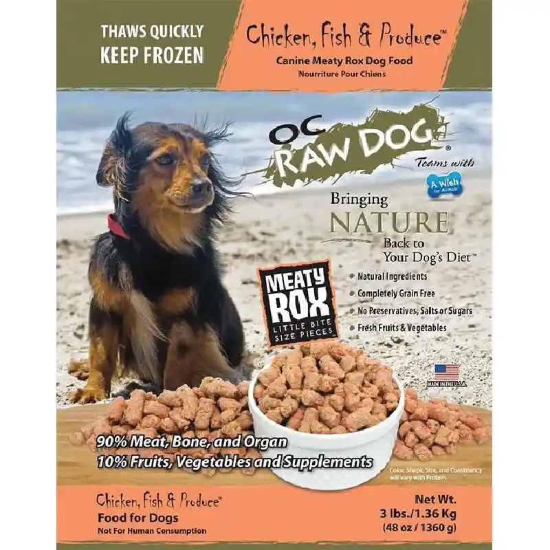Frozen Raw Chicken, Fish & Produce Meaty Rox for Dogs 3-lb