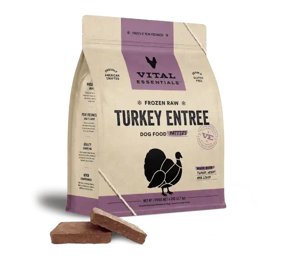 Frozen Raw Turkey Entree Dog Food Patties