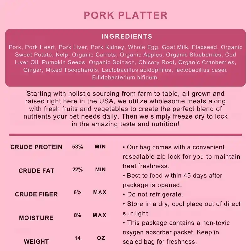 Shepherd Boy Farms Freeze-Dried Raw Pork Recipe for Dogs 14oz
