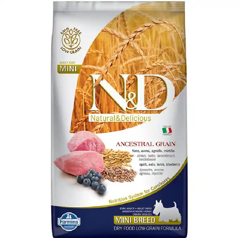 Farmina N&D Ancestral Grain Lamb & Blueberry Mini Adult Dog Food 15.4LB
