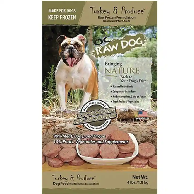 Frozen Raw Turkey & Produce Mini Patties for Dogs 4-lb