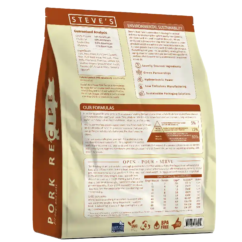 Steve's Dog & Cat Food Frozen Pork Nuggets 5 Lb