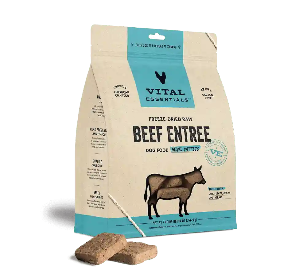 Freeze-dried Raw Beef Entree Dog Food Mini Patties - 14oz