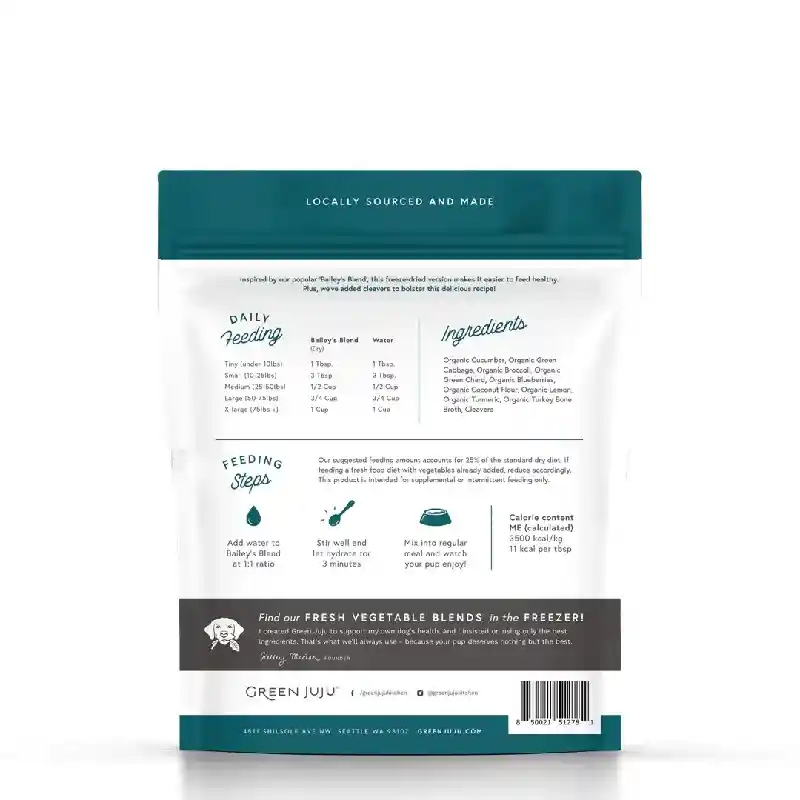 Green Juju Freeze-Dried Bailey's Blend with Cleavers for Dogs and Cats 5.5 Oz