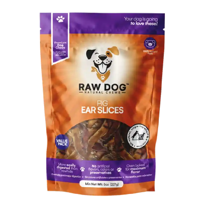 Raw Dog Pig Ear Slices 8-oz Bag