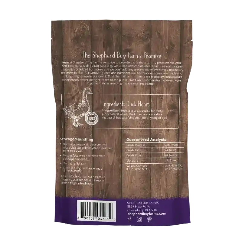 Freeze-Dried Duck Hearts for Dogs and Cats 8oz