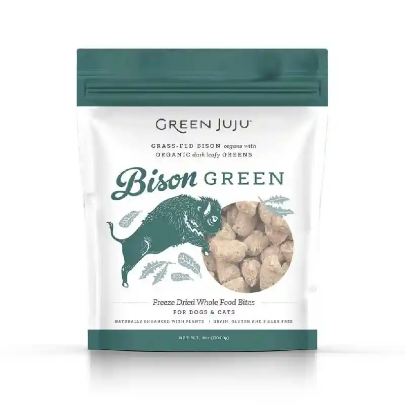 Freeze-Dried Grass Fed Bison Green Whole Food Bites for Dogs & Cats 6-oz