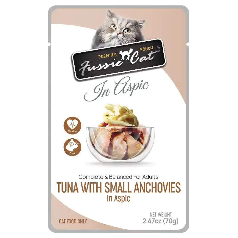 Fussie Cat Premium Pouch Tuna With Small Anchovies In Aspic Case (12-ct)