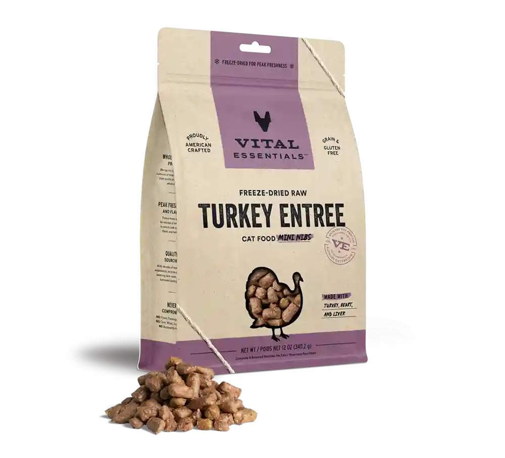 Freeze-dried Raw Turkey Entree Cat Food Mini Nibs - 12oz