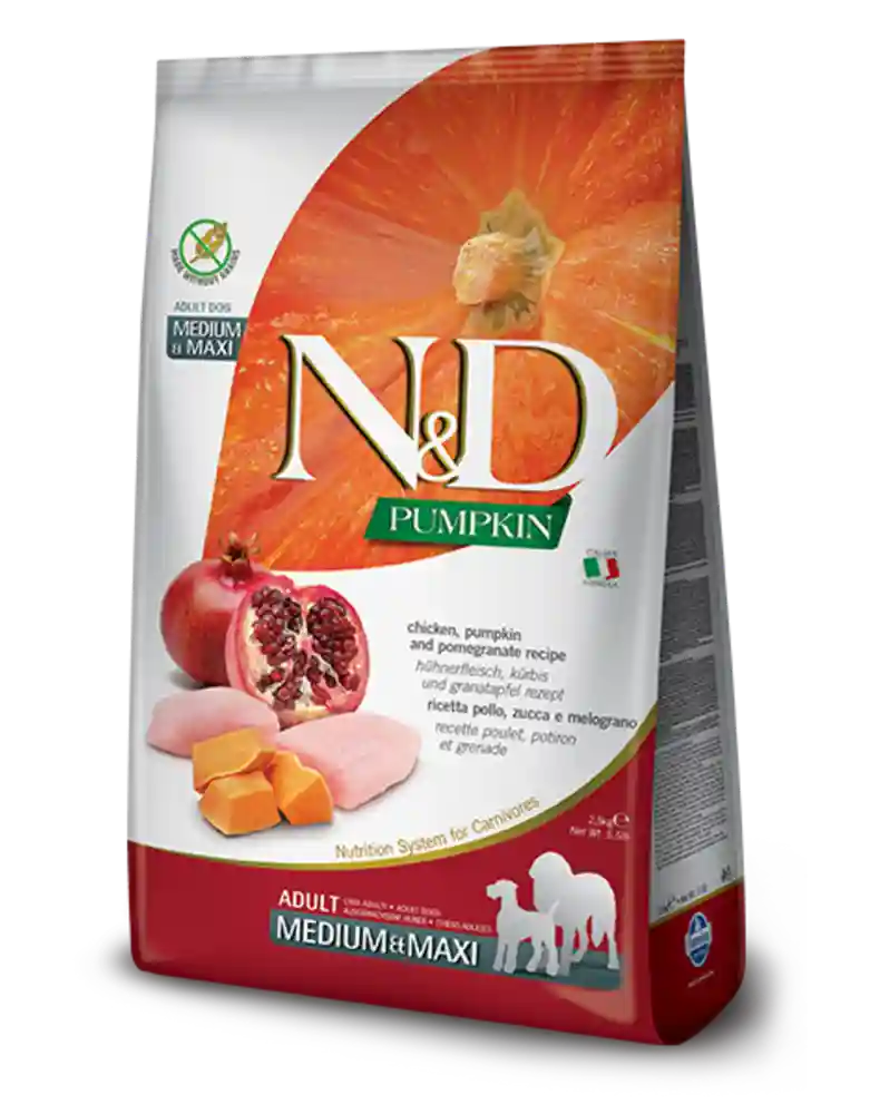 Farmina N&D Pumpkin Chicken & Pomegranate Medium & Maxi Adult Dog Food 5.5LB