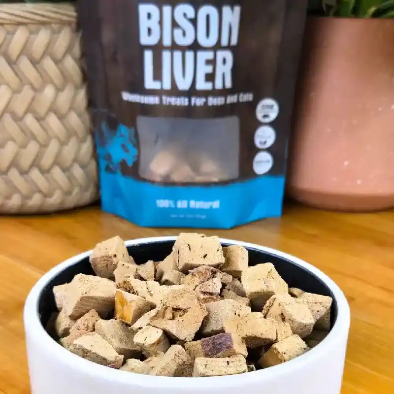 Shepherd Boy Farms Freeze-Dried Bison Liver for Dogs and Cats 3oz, Single ingredient treat