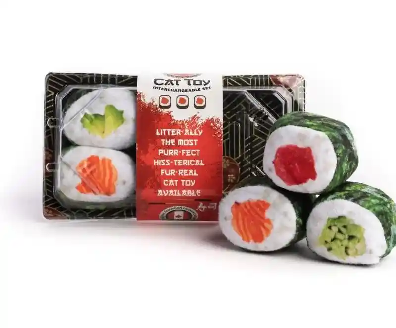 Fab Cat Toy Sushi Tray With Five Sushi