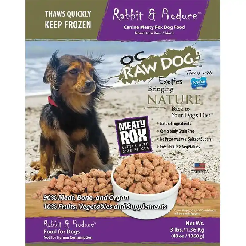 Frzn Raw Rbt & Produce Meaty Rox for Dogs 3-lb