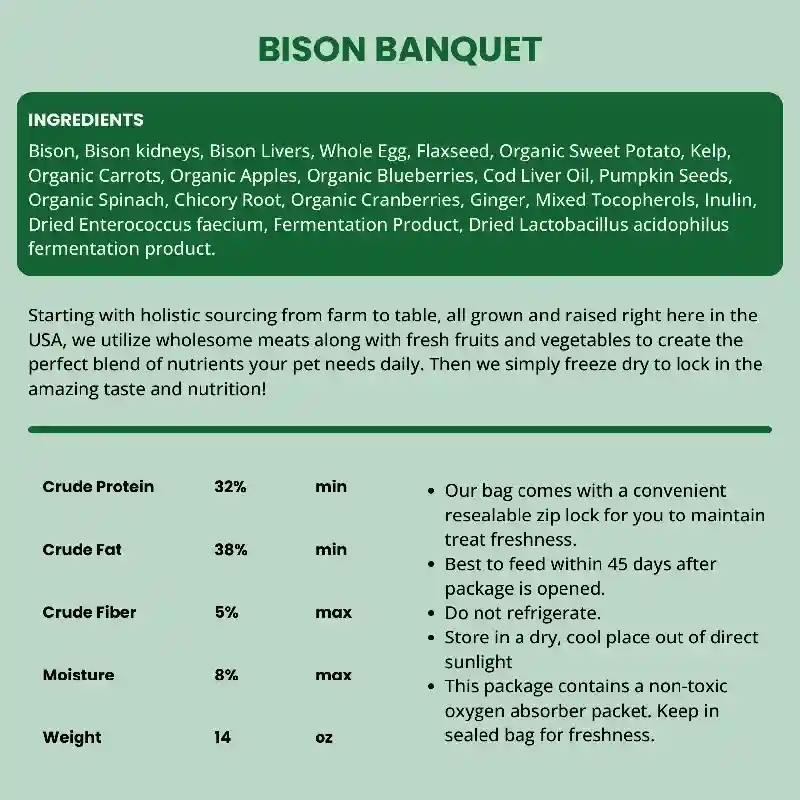 Shepherd Boy Farms Freeze-Dried Raw Bison Recipe for Dogs 14oz