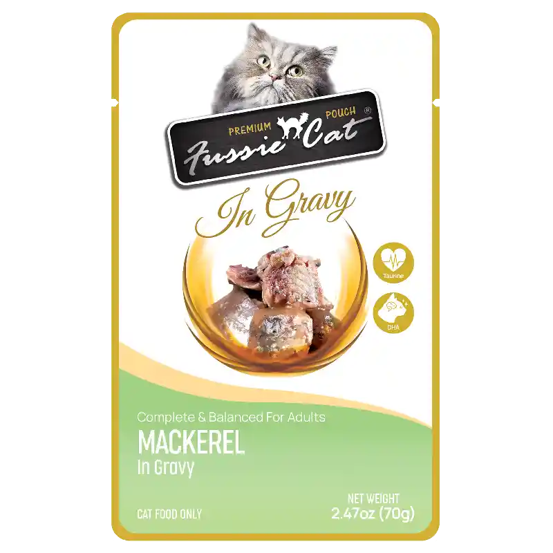 Fussie Cat Premium Pouch Mackerel In Gravy Case