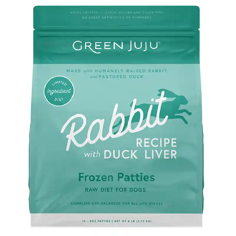 Green JuJu Frozen Raw Rabbit Recipe Patties for Dogs and Cats 6-lb
