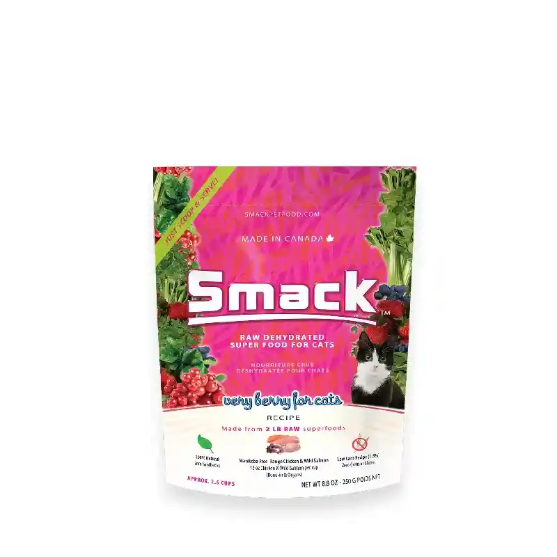 Smack Raw Dehydrated Very Berry Chicken & Salmon Super Food for Cats 8.8-oz