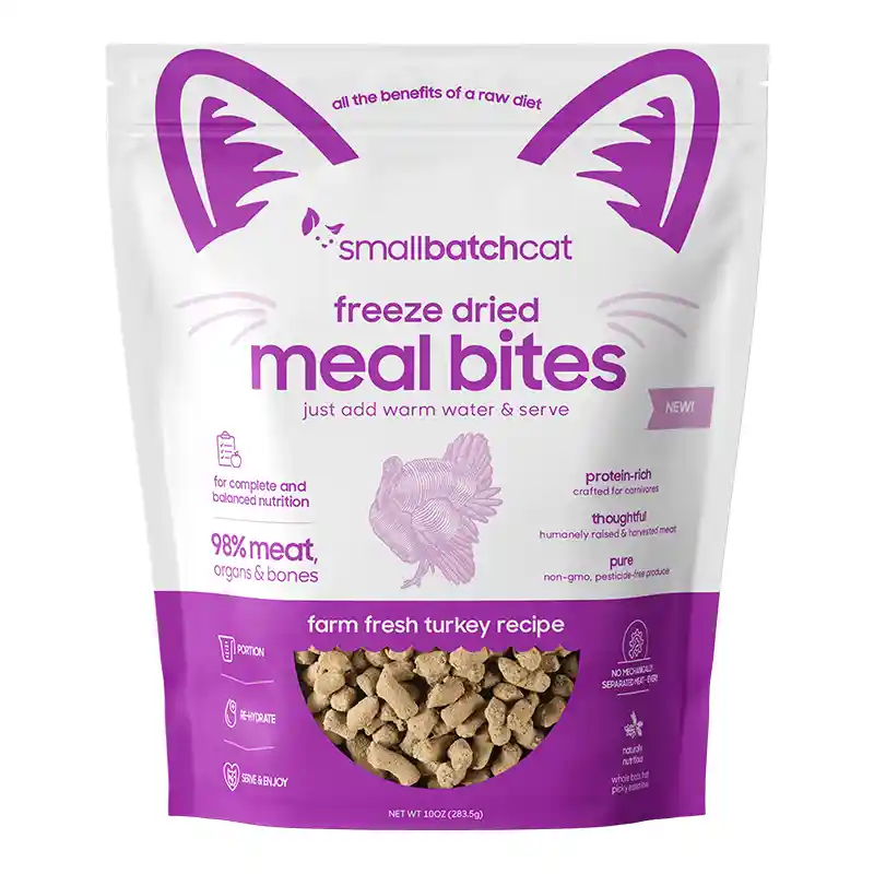 SmallBatch Freeze-Dried Turkey Mealbites for Cats 10 Oz