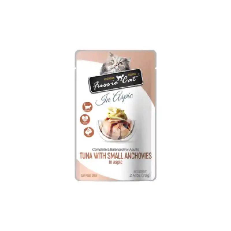 Fussie Cat Premium Pouch Tuna With Small Anchovies In Aspic Case (12-ct)