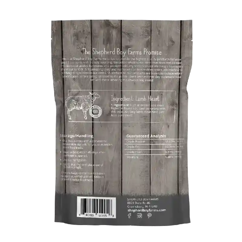 Freeze-Dried Lamb Hearts for Dogs and Cats 3oz