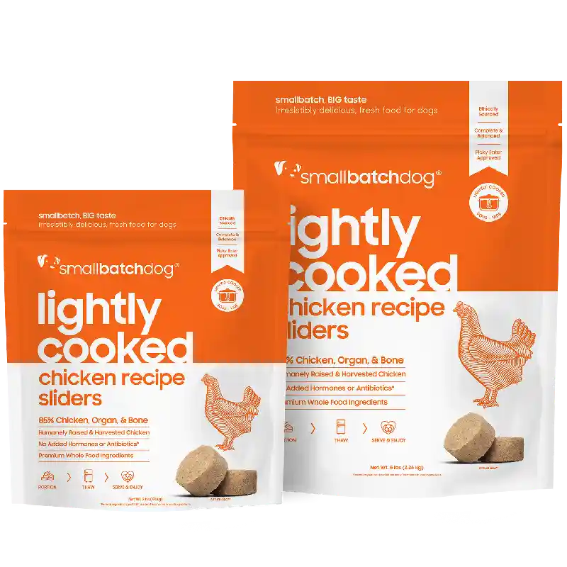SmallBatch Frozen Lightly Cooked Chicken Sliders for Dogs 5LB
