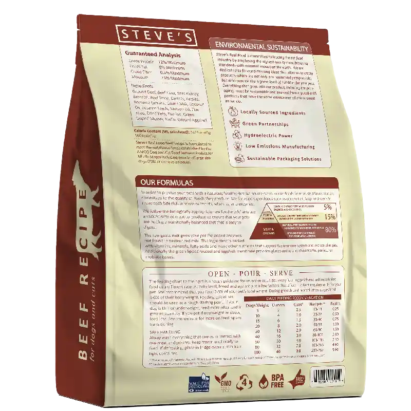 Steve's Real Food Frozen Beef Nuggets 5 Lbs