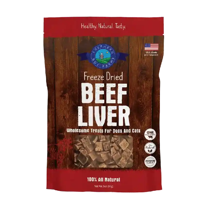 Shepherd Boy Farms Freeze-Dried Beef Liver for Dogs and Cats 3oz, Single ingredient treat